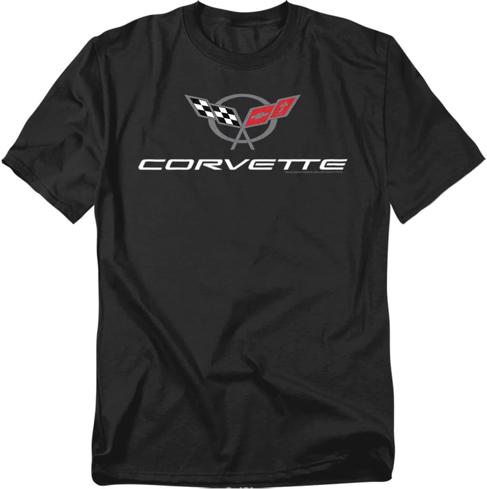 Popfunk Chevy Corvette Chevrolet Vintage GM Car Logo T Shirt (Corvette Logo - Black)