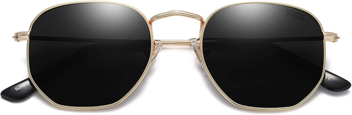SOJOS Square Polarized Sunglasses for Women Men Small Hexagonal Polygon Shades SJ1072