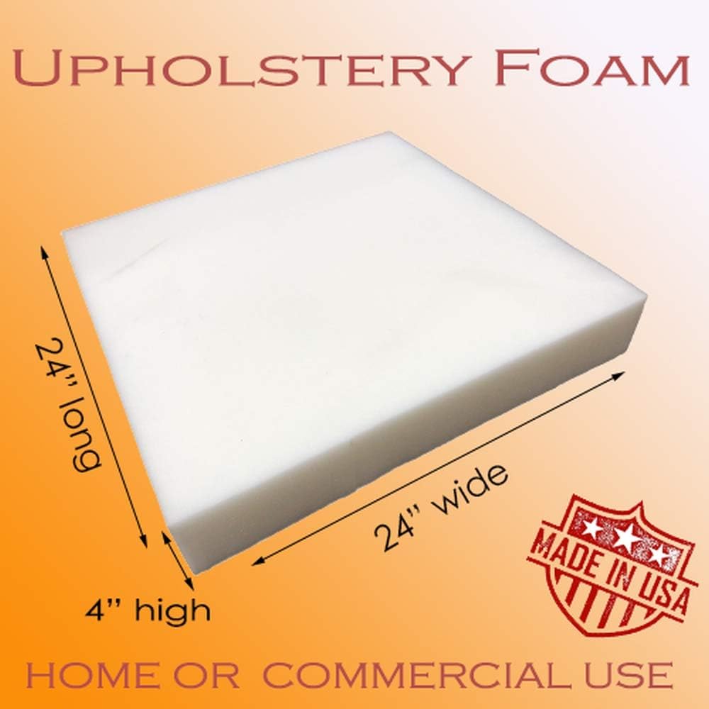 AK Trading CO. 24" W x 24" L Upholstery Foam Cushion High Density (Chair Cushion Square Foam for Dinning Chairs, Wheelchair Seat Cushion Replacement) - Made in USA (4x24x24)