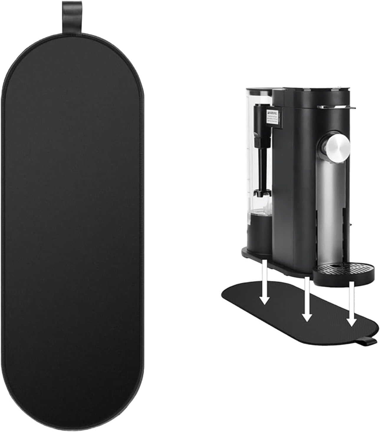 Sliding Pad for Ninja Single Serve Coffee Machine PB051 & PB041 | Anti-Slip Mat with Storage Strap | Black Rubber, Size 42x15cm | Easy Movement, Desktop Protection & Space-Saving Design