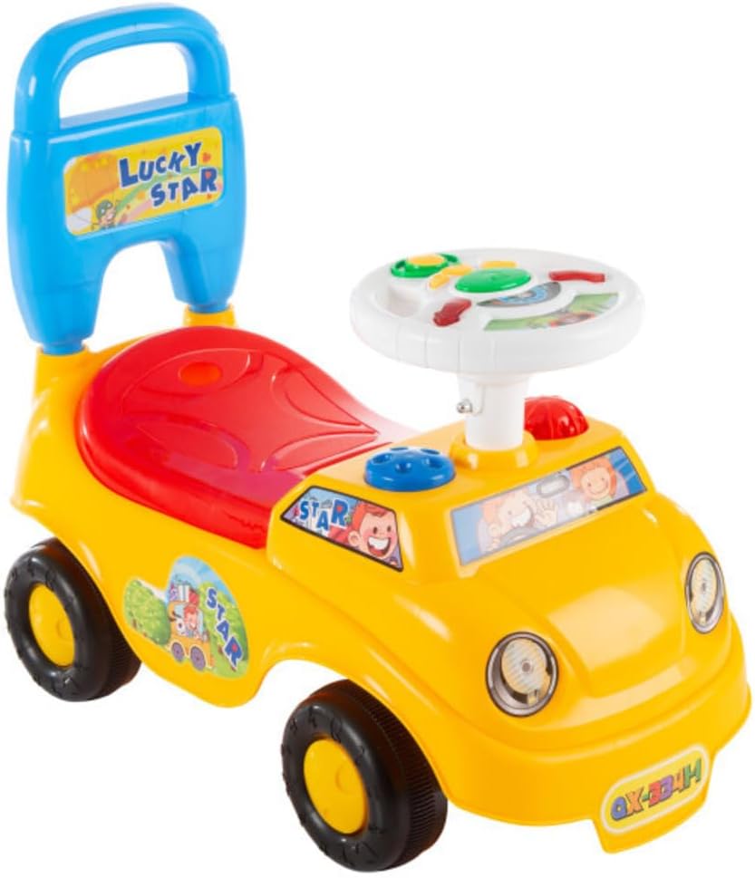 Lil' Rider Kids Push Car – Scoot and Ride Car Walker with Steering Wheel, Lights, Sounds, Music for Babies and Toddlers – Learning to Walk Toys, Multi-Color