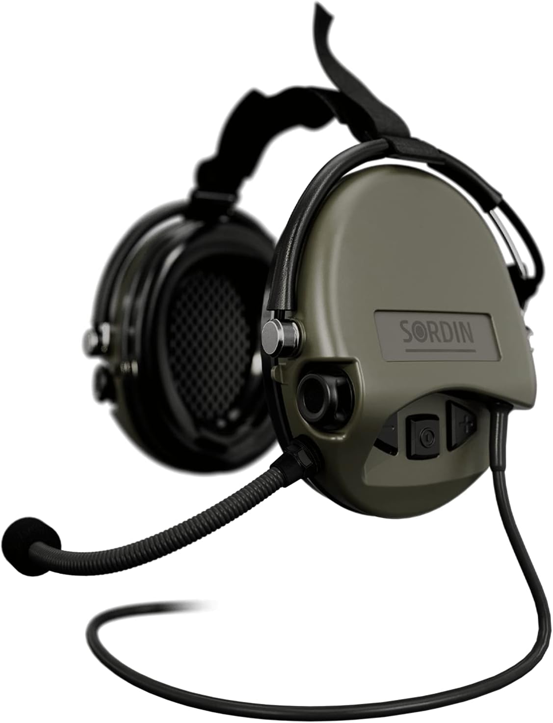 Sordin MIL CC Hearing Protection - 76332-06-S - Active Ear Protectors with Nexus Cable - Boom Microphone & Neck Strap, Green Capsules, One Size
