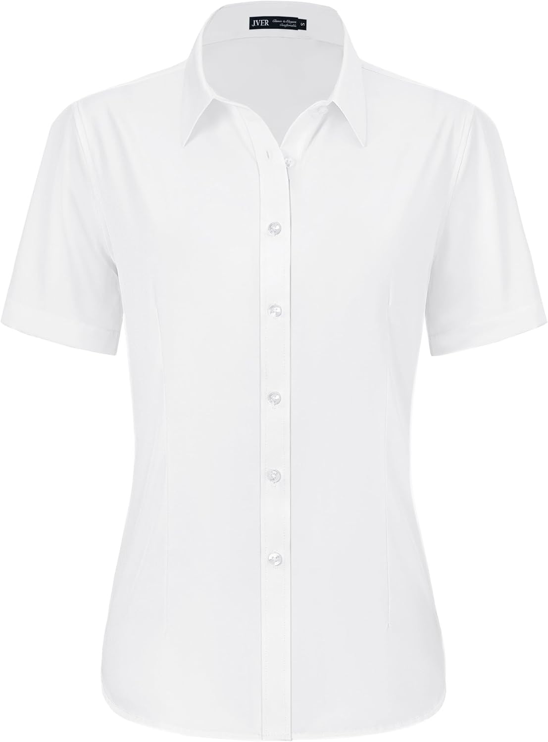 J.VER Womens Short Sleeve Blouse Dress Shirts Stretch Fitted Formal Button Down Shirts Business Work Blouse Summer Casual Tops for Ladies
