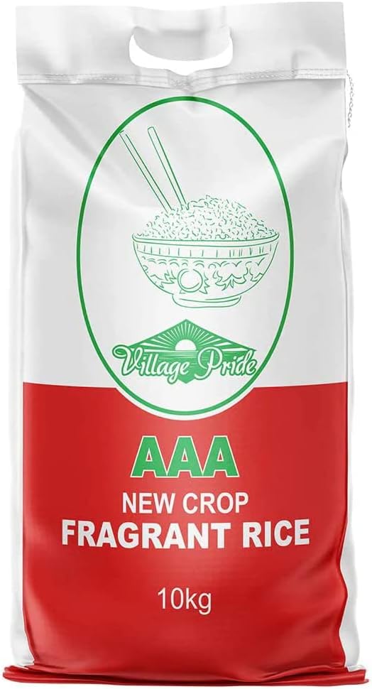 Village Pride Fragrant Rice, 10kg Extra Super Quality Aromatic Long Grain Rice Enhances Curries & Everyday Dishes, Light Fluffy Texture, Essential for Flavorful Cooking