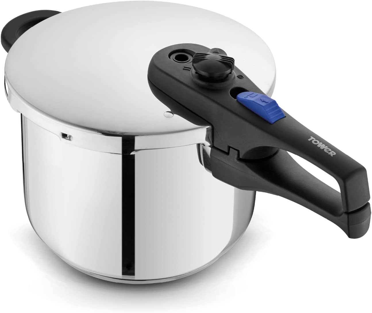 Tower T920004S6L Express Pressure Cooker, Bakelite Handle with Secure Locking Lid System, Visual Pressure Indicator, 6L, Stainless Steel