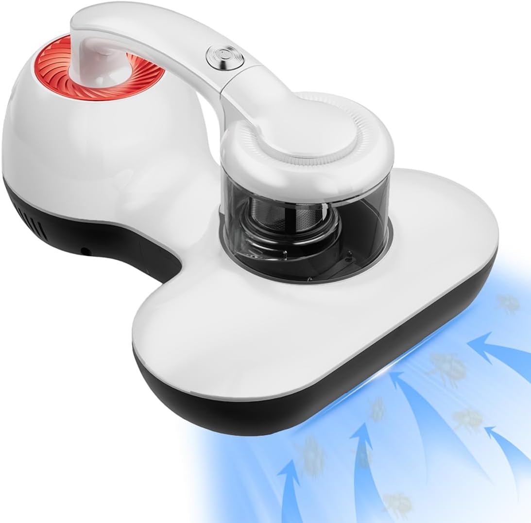 Mattress Vacuum Cleaner, Handheld UV Bed Vacuum Cleaner 16KPa & 12800 Vibrations Per/Min Upgraded Effectively Clean Up Bed, Pillows, Cloth Sofas, Carpets and Ther Fabric Surfaces