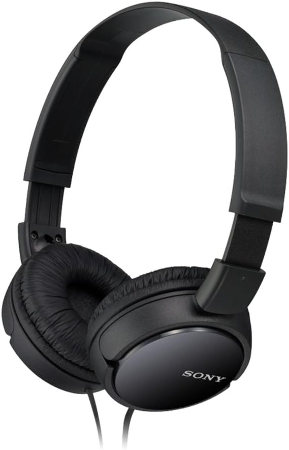 Sony MDR-ZX110 Wired Overhead Headphones, Neodymium Dynamic Drivers, Swivel Fold Design - Black