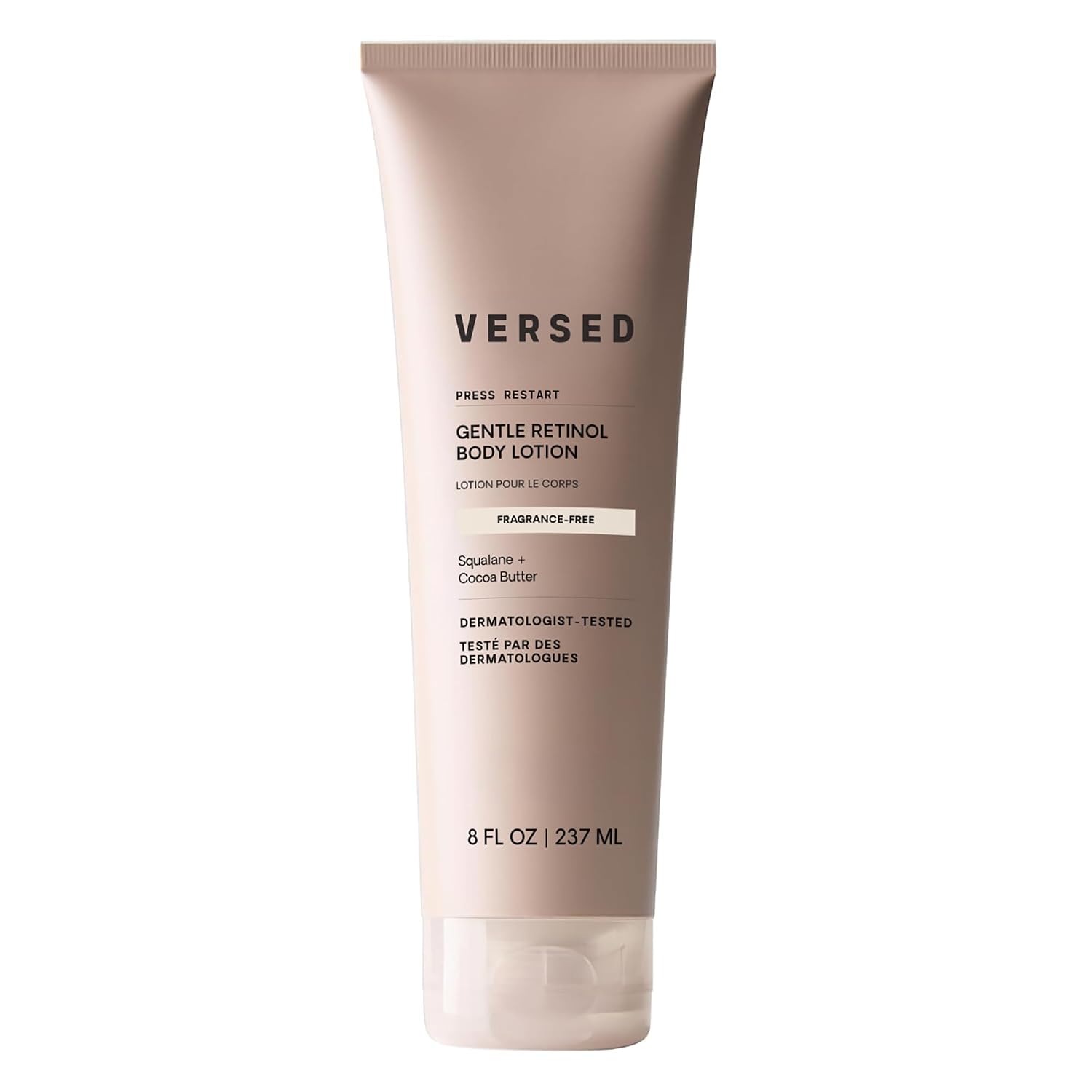 Versed Press Restart Retinol Body Lotion - Cocoa Butter + Squalane Moisturizer for Dry Skin - Firming Body Retinol to Smooth Texture & Brighten Skin - Body Breakout Treatment, 8 Fl Oz