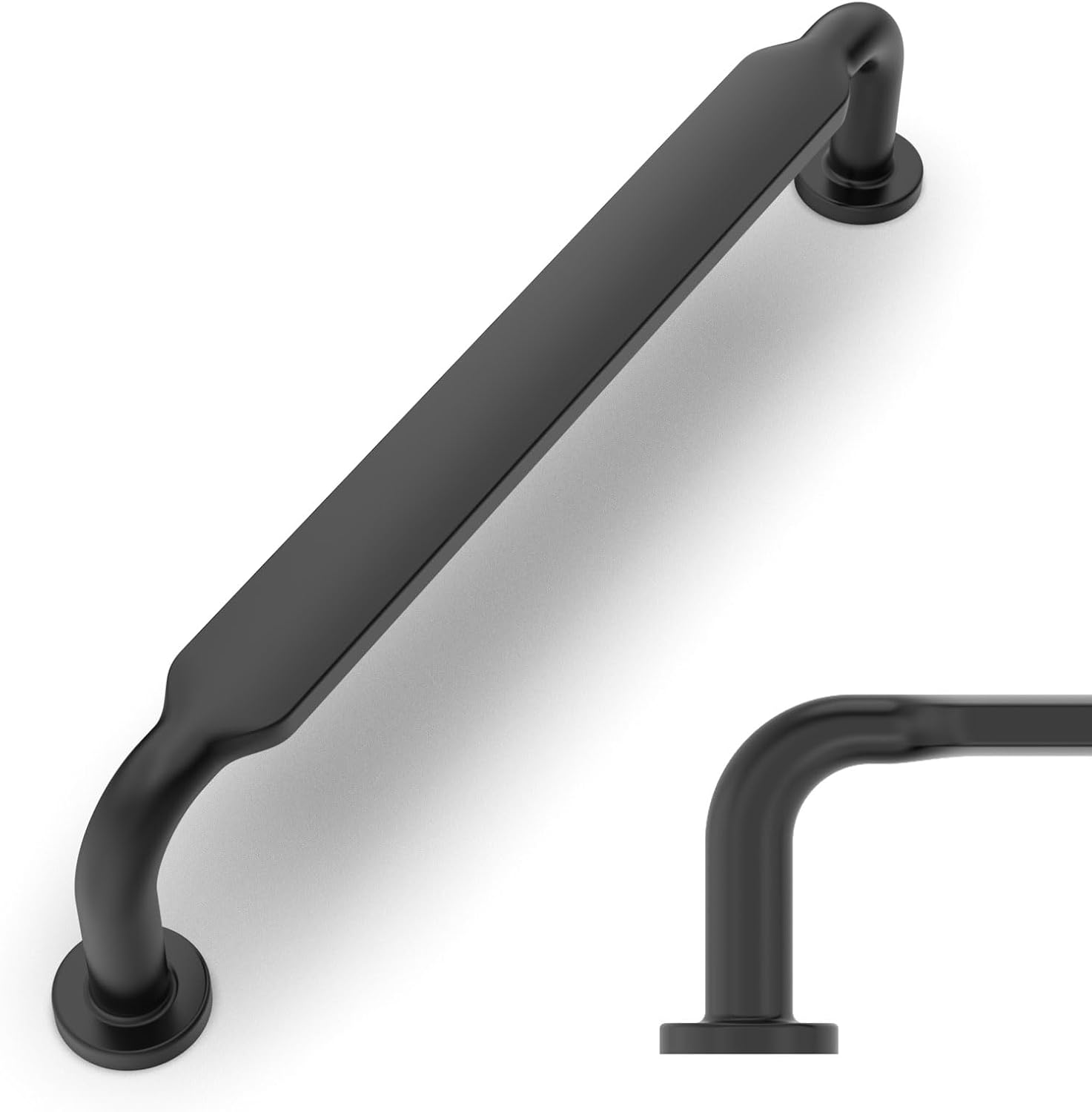 Amerdeco 10 Pack Matte Black Cabinet Pulls 6.3 Inch(160mm) Hole Centers Kitchen Cabinet Handles Solid Zinc Alloy Cabinet Hardware Drawer Pulls AM017