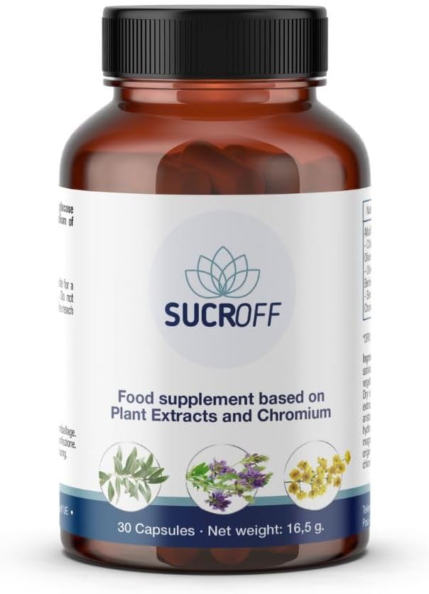 SUCROFF | Blood Sugar Level Regulator | Cholesterol and Triglycerides Support | Dietary Supplement with Alfalfa | Berberine | Chromium | Magnesium and Oleuropein | 30 Capsules