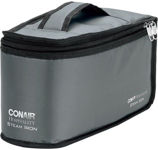 Conair Hospitality Steam Iron Storage Bag – Durable, Heat-Resistant Travel Iron Case with Zipper Closure & Handle, Compact & Portable Protective Pouch for Easy Transport – Gray, 1-Piece
