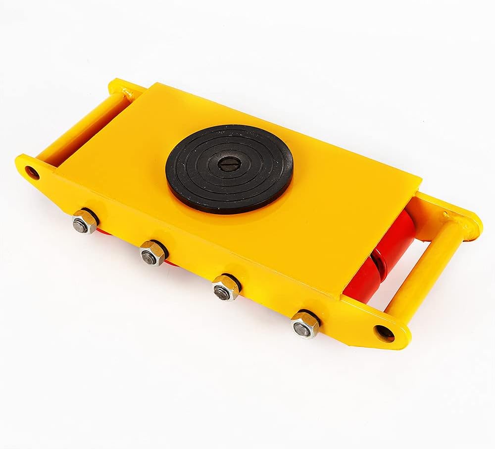 12T Machine Dolly Skates 26455LBS Machinery Moving Skate Heavy Duty Mover with Steel Rollers Cap 360 Degree Rotation Machinery Skate Dolly for Industrial Moving Equipment (Yellow)