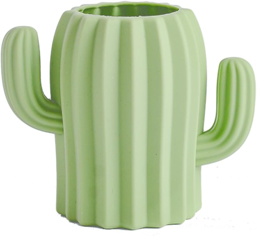 Silicone Cactus Pencil Holder - Cute Pens Cup for Kids Office Decor Desk Accessories Pen Pot Organizer (Green)