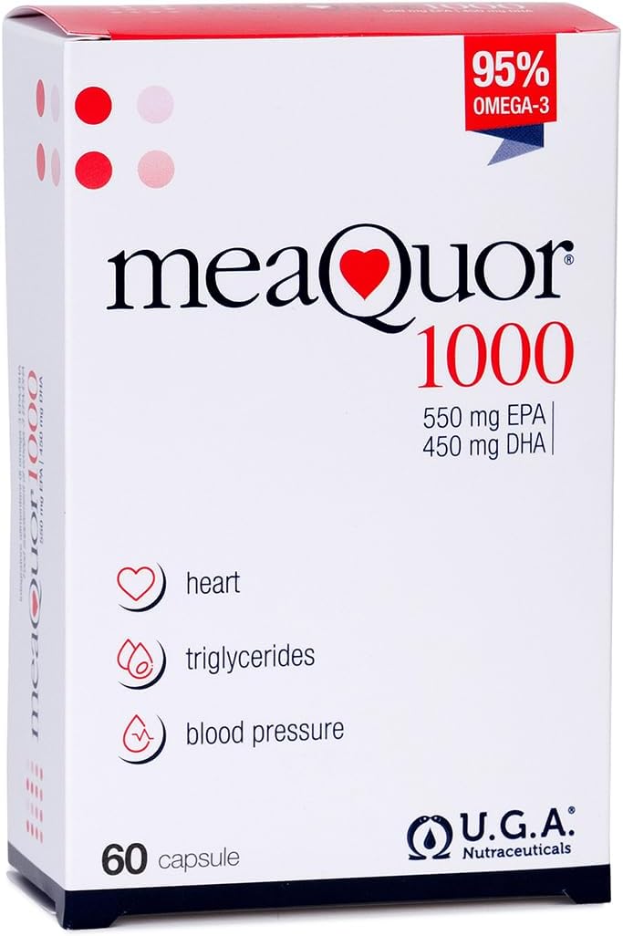 Meaquor 1000 Omega 3 Fish Oil Capsules IFOS Certified - Omega3 1000mg Supplement with EPA and DHA - No Aftertaste (60 Softgel Caps)