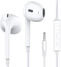 MOSWAG Wired Earbuds with Microphone, 3.5mm Jack in Ear Headphones with Microphone Suitable for Smartphones, Computers, Laptops, IPads, MP3 Players, Etc