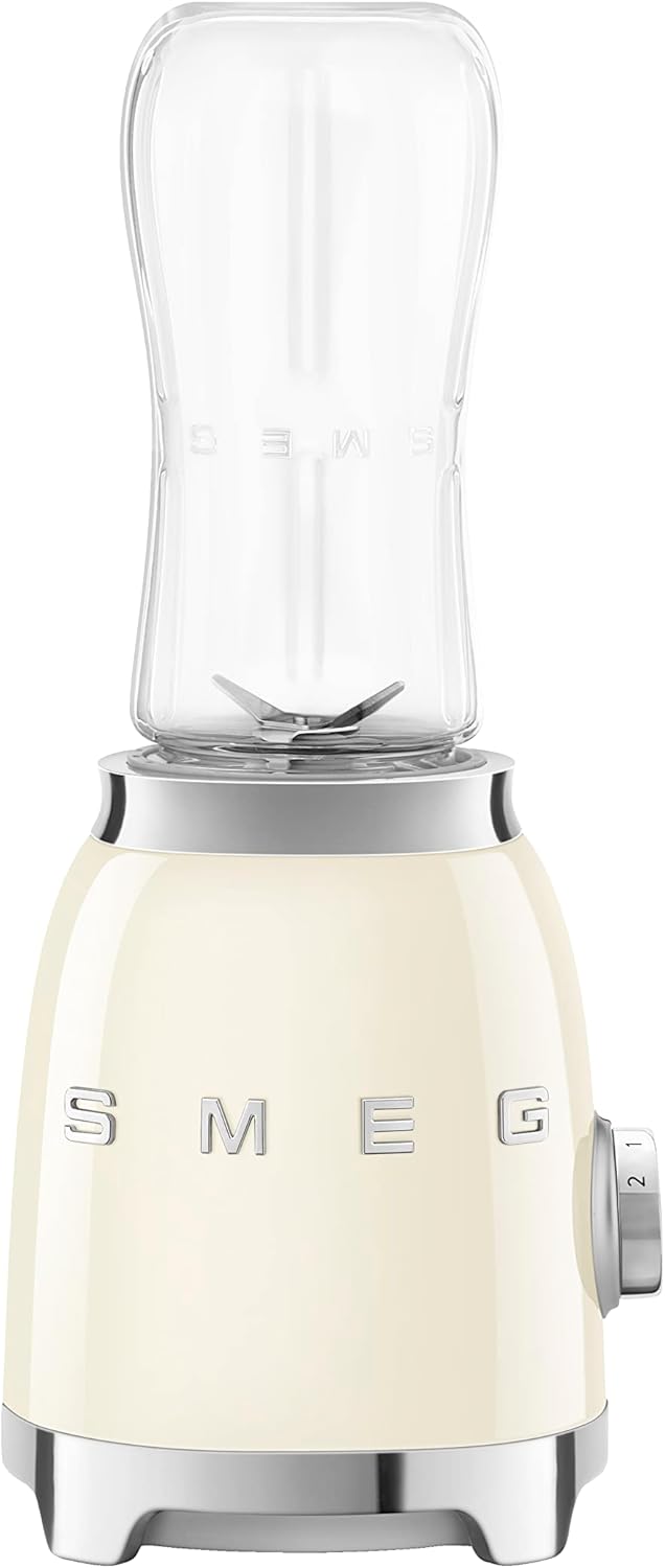 Smeg PBF01CRUK Retro 50’s Style Personal Blender, 2 x Bottles-To-Go, 2 Speed Settings, 600ml, 300W, Cream