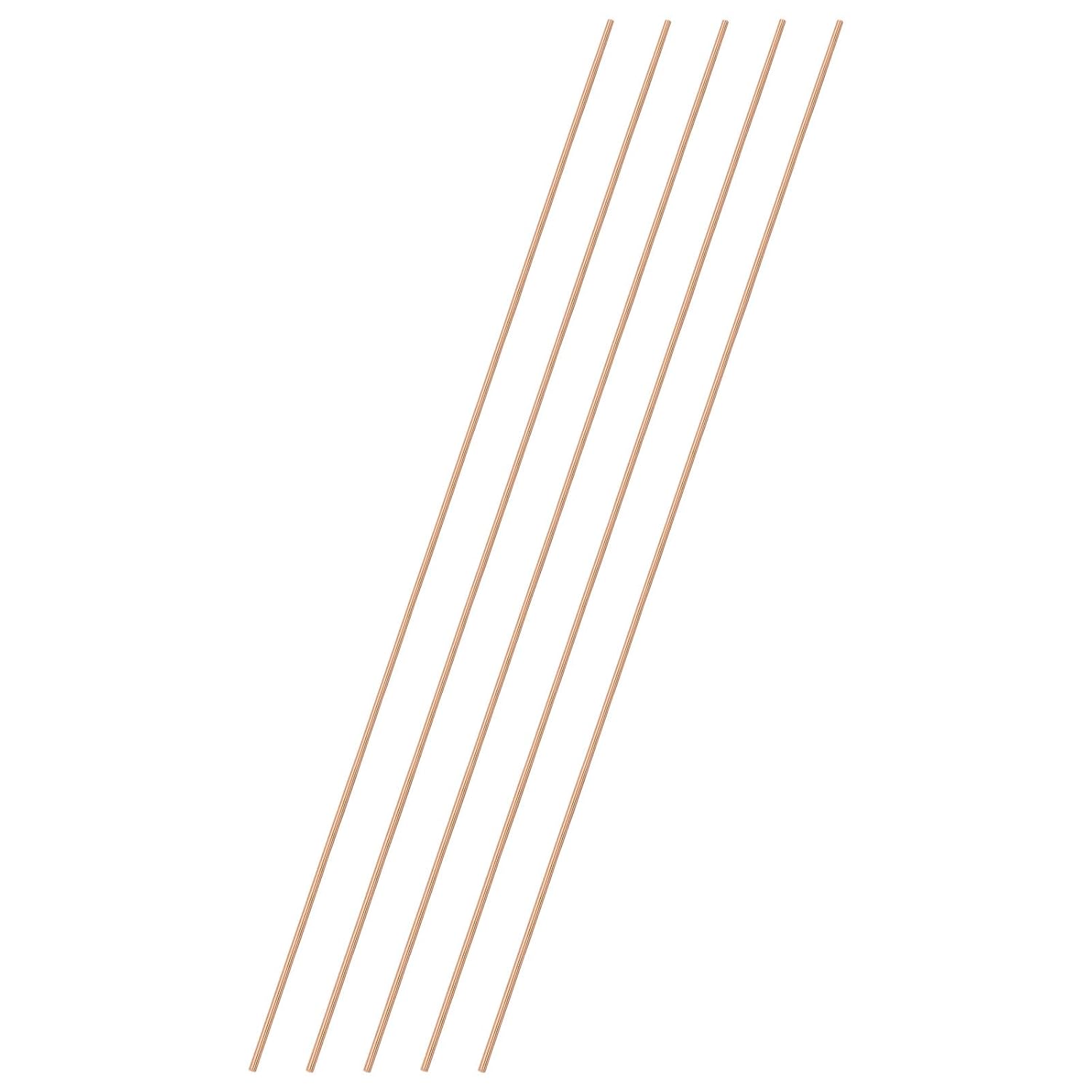 M METERXITY 5-Pack Copper Round Rod 2mm Dia. 11.81 Inch Length T2 Copper Stock Solid Copper Rod Lathe Bar for Metal Crafts DIY/Gardening/Industry/Decoration Pure Copper Tube