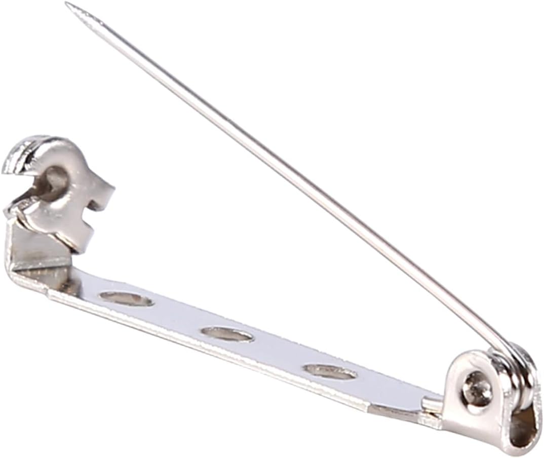 50Pcs Bar Pins Brooch Lock Back Safety Catch Rolling DIY Brooch Craft 20/25/32/38mm Silver(32mm)