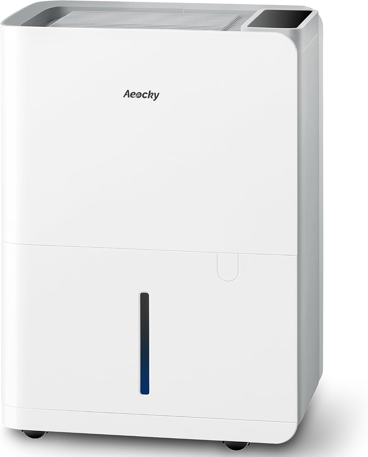 AEOCKY 25L/D Dehumidifier for Home, Smart Drying Mode, 2.7L Tank | For bedrooms, bathrooms and basements; 200m³/50m² coverage, continuous drainage, wheels, handle and LED humidity display
