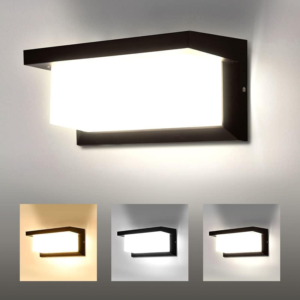 CANMEIJIA Outdoor Wall Lights Front Door Lights, 6500K 18W IP65 Waterproof LED Black Wall Light Indoor,Aluminium Outside Lights Wall Lamp,Wall Lighting Fixtures Wall Lights for Living Room,Bedrooms