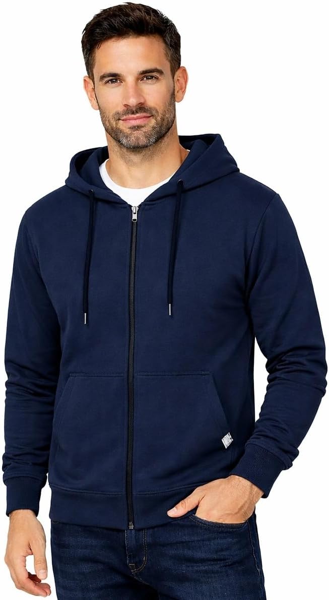 Blu Apparel Men's Full Zip Hoodie Mid weight soft touch Hoodies for Men activewear Loungewear