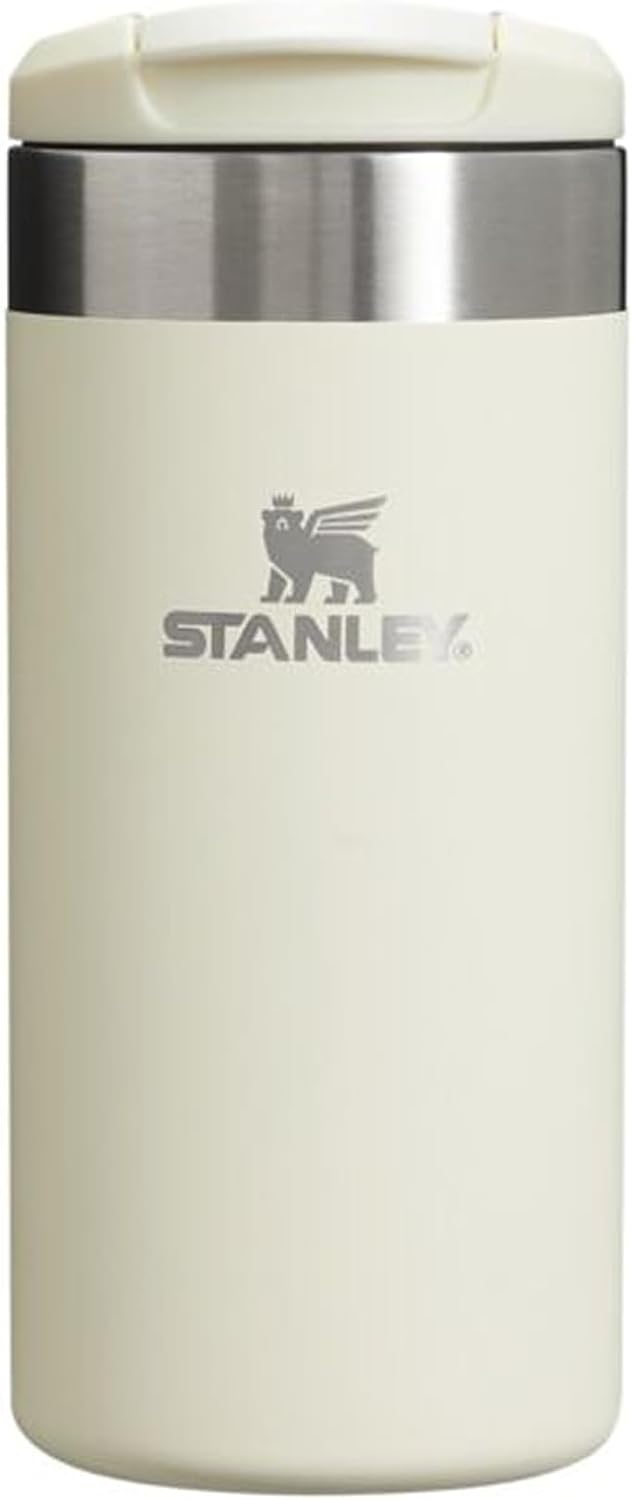 Stanley 1913 Aerolight Transit Travel Mug 0.35L - Keeps 4 Hours Hot - 6 Hours Cold - Dishwasher Safe - Leakproof - Car Cup Holder Compatible - Insulated Coffee Cup - Cream Metallic