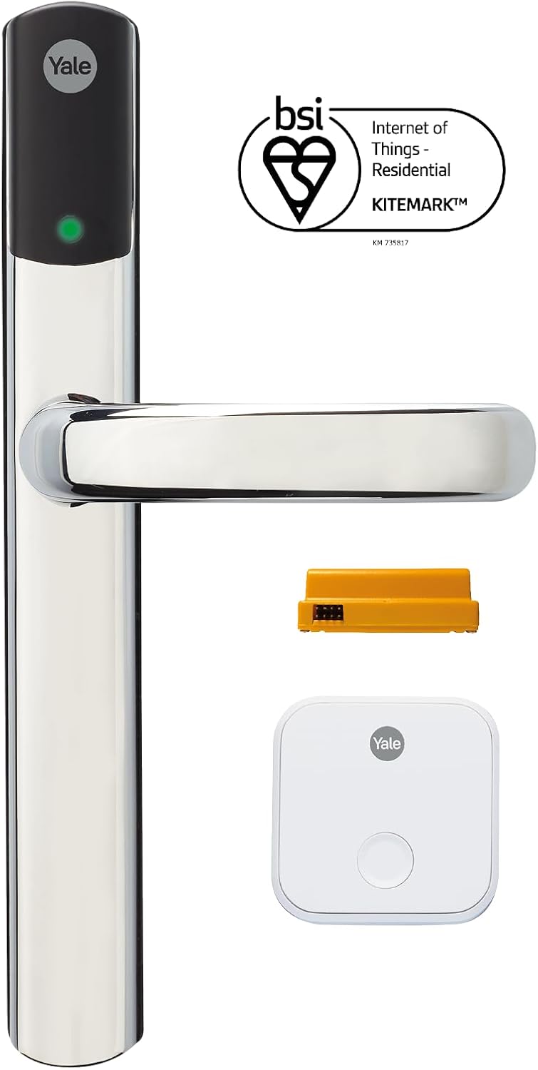 Yale Conexis L2 Smart Door Lock [NO Subscription Required] Remote Access from Anywhere, Anytime, No Key Needed, Works with Alexa, Google Assistant and Philips Hue - Chrome