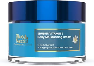 Blue Nectar Mens Face Moisturizer Cream with Plant Based Vitamin E & Vitamin C for Collagen | Daily Moisturizing, Day & Night Anti Aging & Wrinkle Cream for Men (14 Herbs, 1.7 Oz)