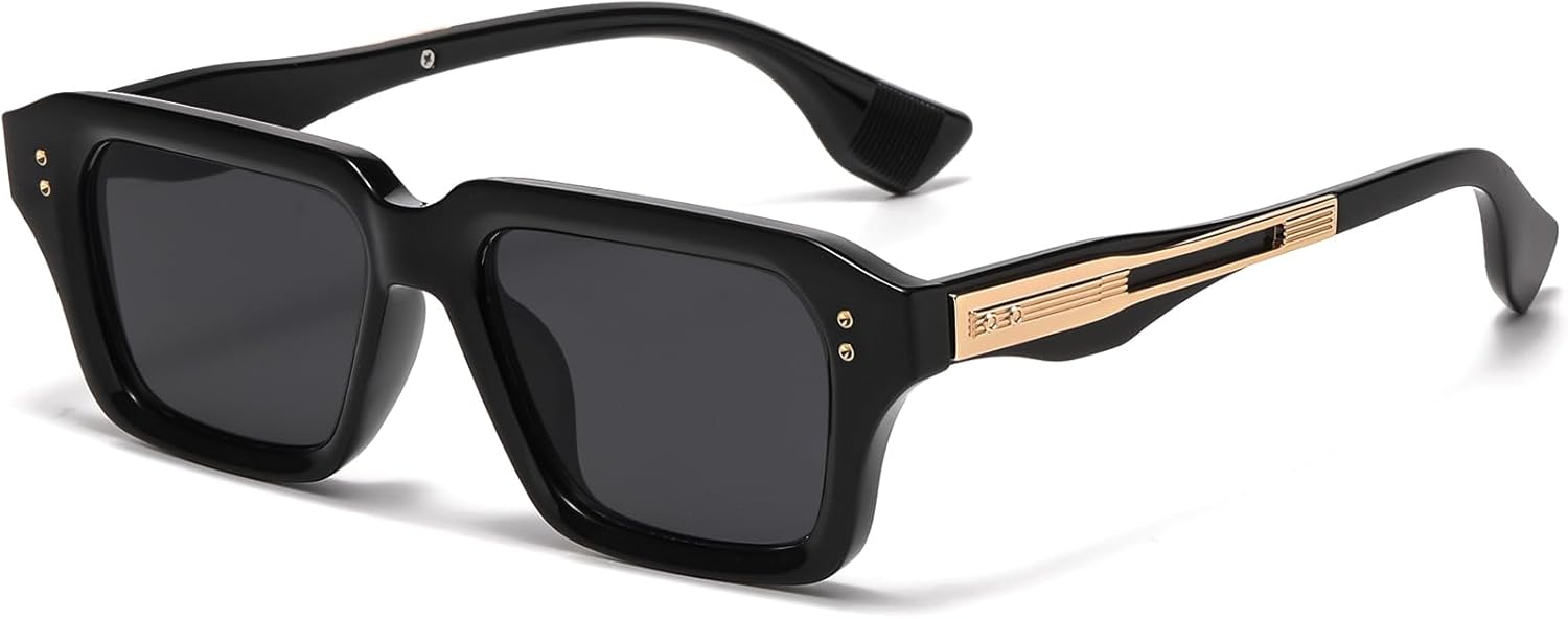 AIEYEZO Rectangle Sunglasses for Men Women Fashion Square Frame Sun Glasses 90’s Retro Designer Shades