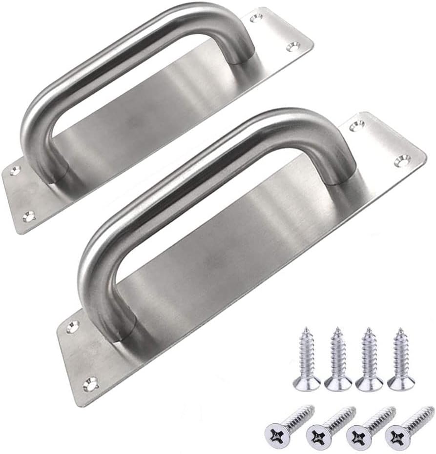 WANLIAN Pull Push Door Plate Handle Stainless Steel Heavy Duty Barn Door Pull for Shed Commercial Fire Door with Mounting Screws,Cupboard Toilet Cabinet Garage Door Handles,2Pcs,200x65mm