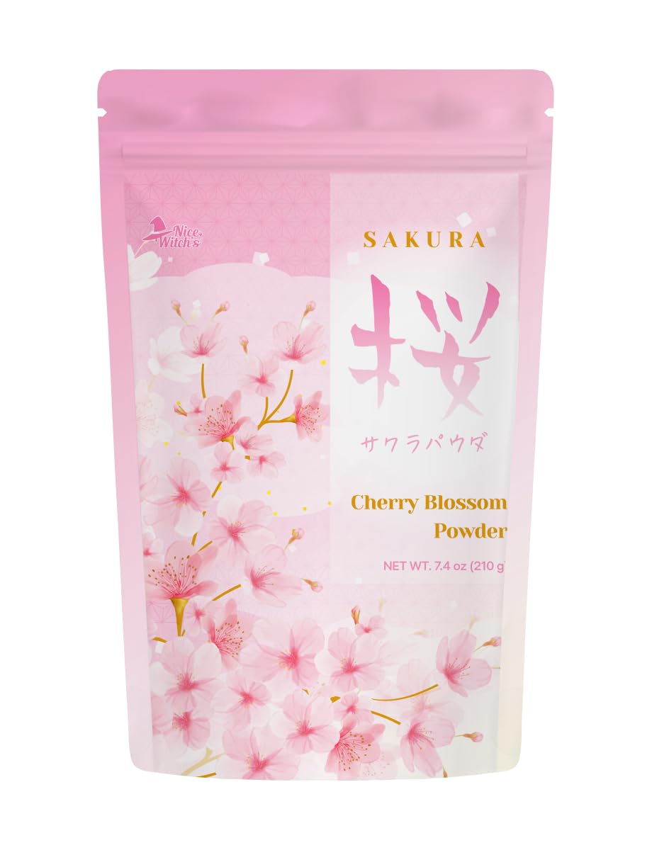 NICE WITCH'S Original Sakura Cherry Blossom Powder - Creamy & Aromatic Foam | Powder for Lattes and Baking | 7.4 oz (210 g) | No Additives, Gluten-Free