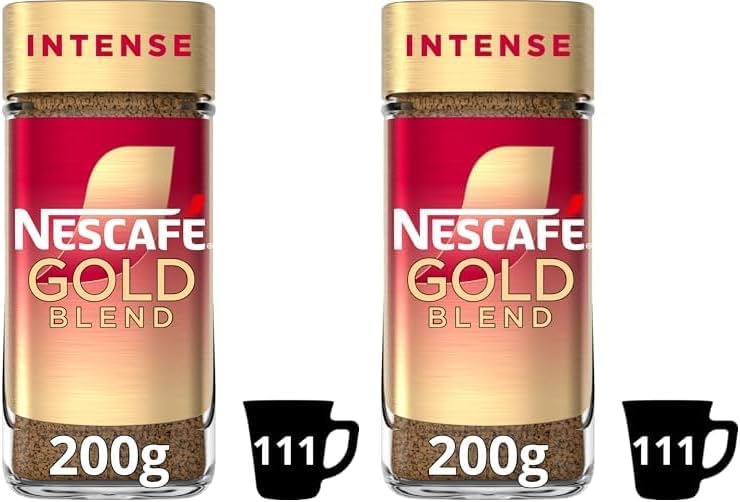 Nescafé Gold Blend Intense Instant Coffee, Rich & Full-Bodied Dark Roasted Coffee, Arabica & Robusta Coffee, Premium Instant Coffee, 200g (Pack of 2)