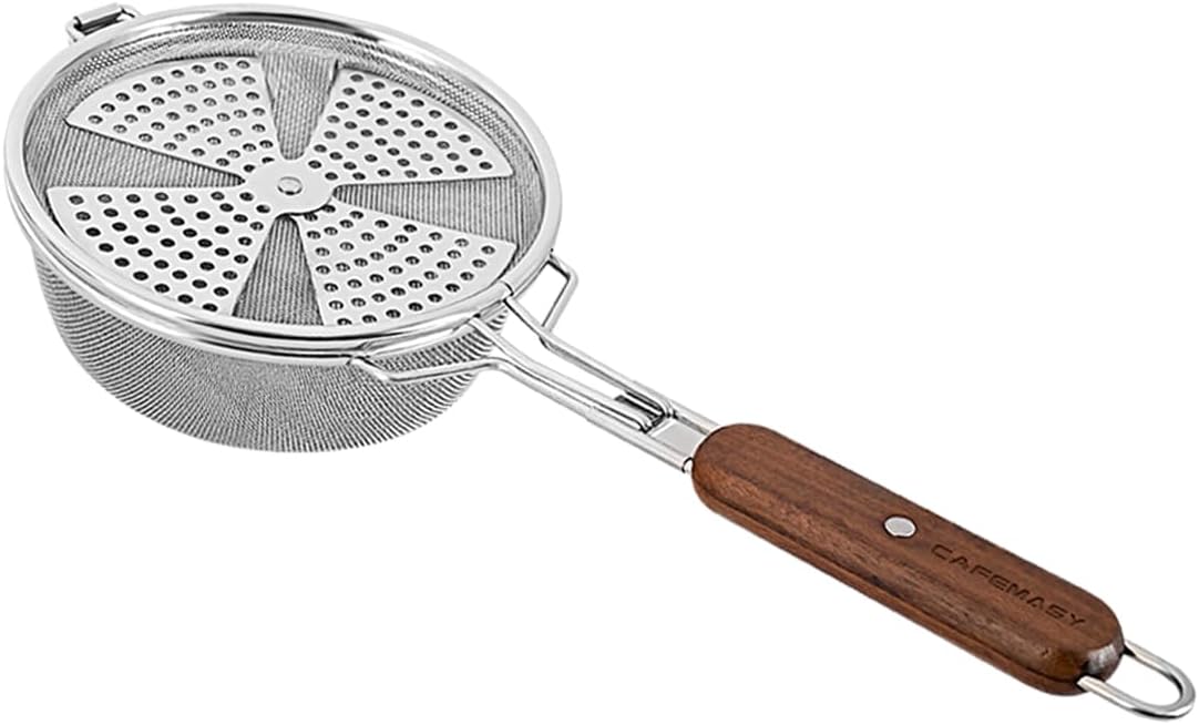 Home Coffee Bean Roaster Pan - Home Use Outdoor Camping Hiking Coffee Bean Baking Handy Stainless Steel Coffee Roasting Stovetop Mesh Pan with Wooden Handle