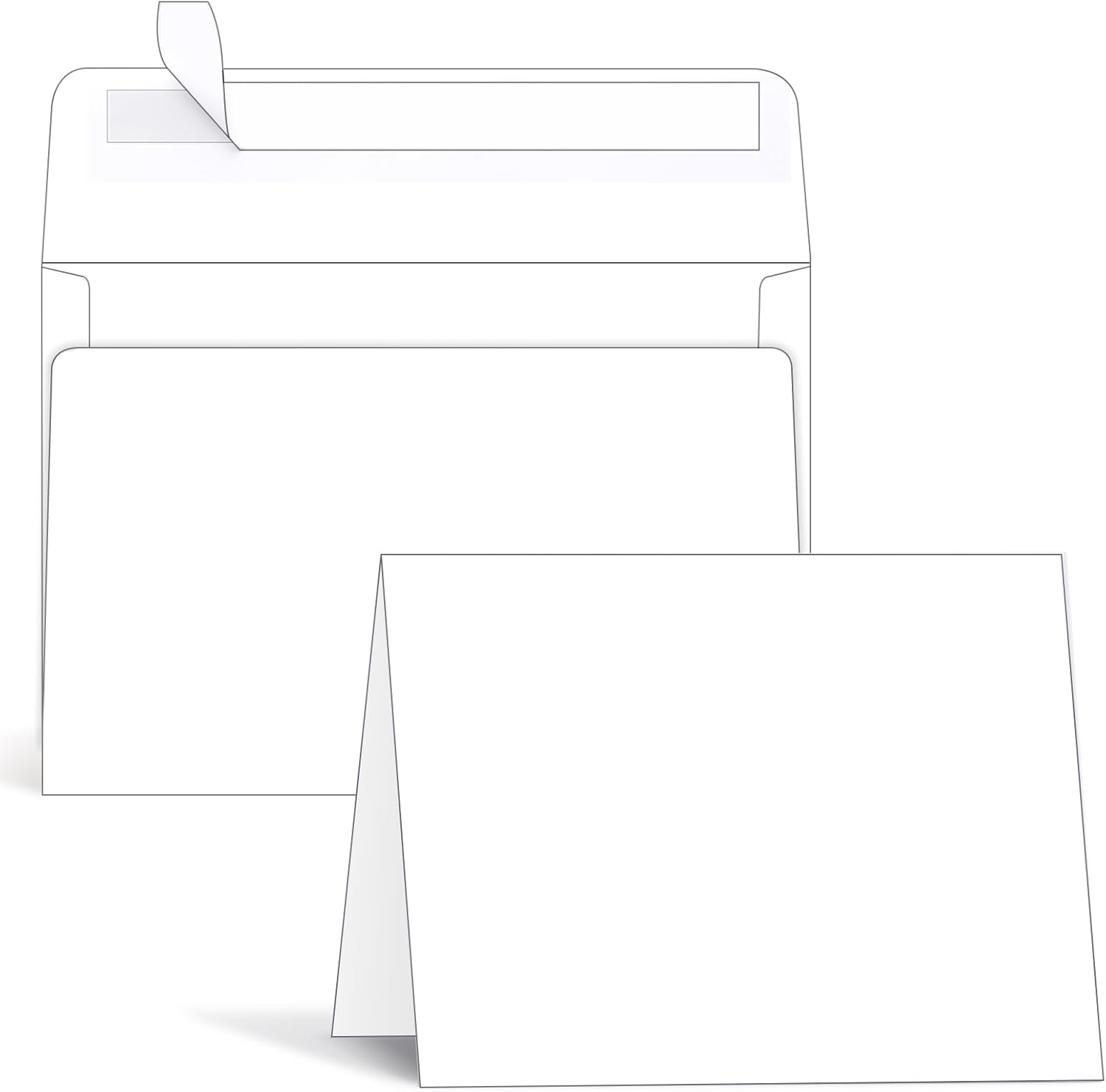 Ohuhu Blank White Cards and Envelopes 100 Pack - 4.25" x 5.5" Heavyweight Folded Cardstock and A2 Envelopes for DIY Greeting Cards Wedding Birthday Invitations Baby Shower Thank You Cards and More