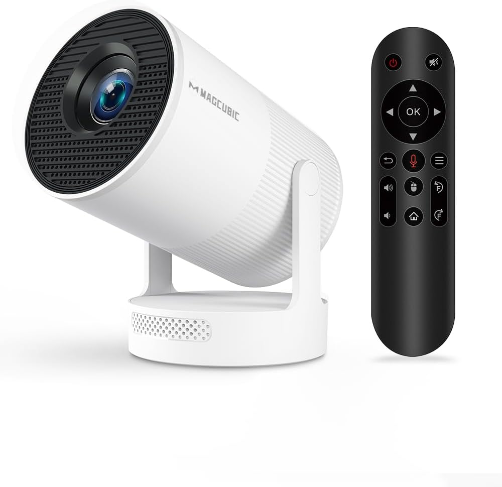 【Electric Focus】 Magcubic Mini Projector 4K Support, Portable Projector with WiFi 6 and Bluetooth 5.4, Smart Proyector, 5W Soundbase Speaker, 180° Rotation for Home Theater HY300 Ultra