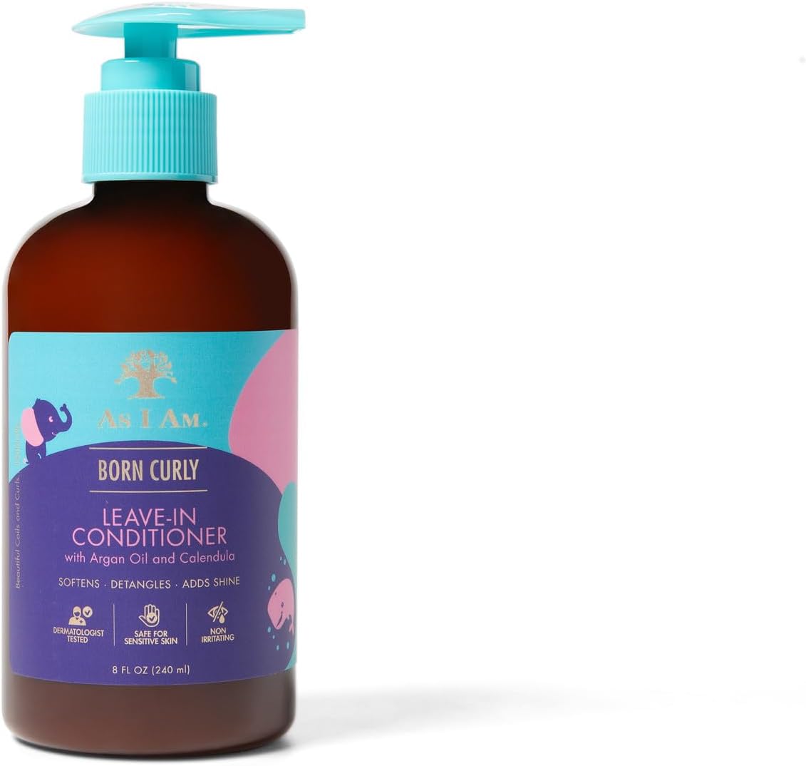 As I Am Born Curly Leave‑In Detangler- for Curls, Detangling & Frizz Control 8oz