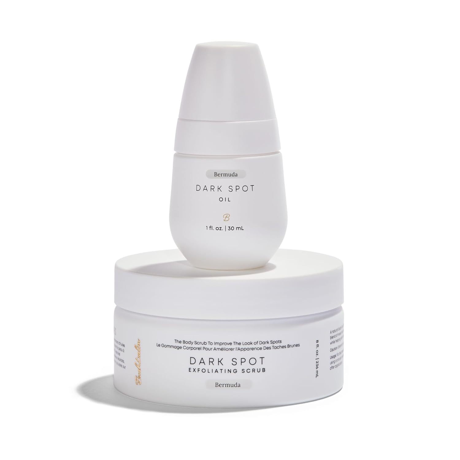 Bushbalm Dark Spots and Ingrown Hair 2 Step Routine - Rejuvenate and Nourish - Ingrown Hair Oil (30 ml) and Exfoliating Scrub (236 ml) - Bermuda