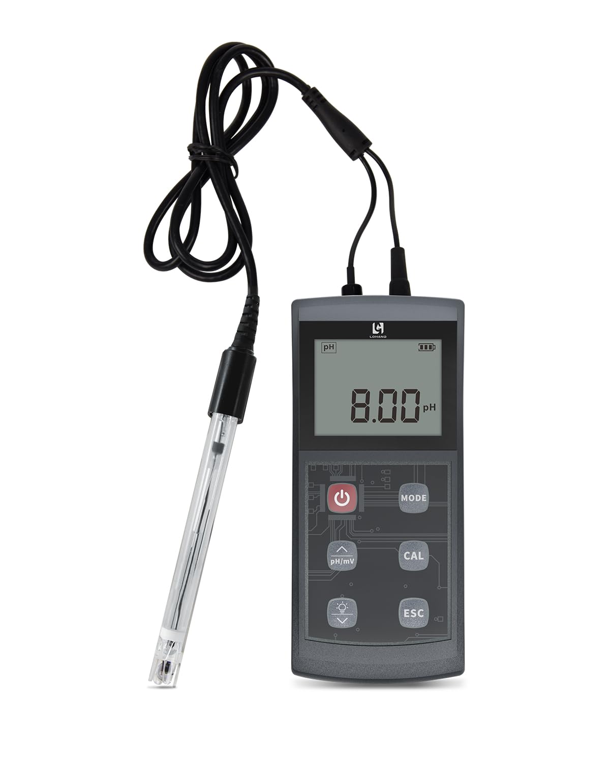 LOHAND Portable pH Meter with ATC, 0-14 Measuring Range, ±0.01 pH Accuracy