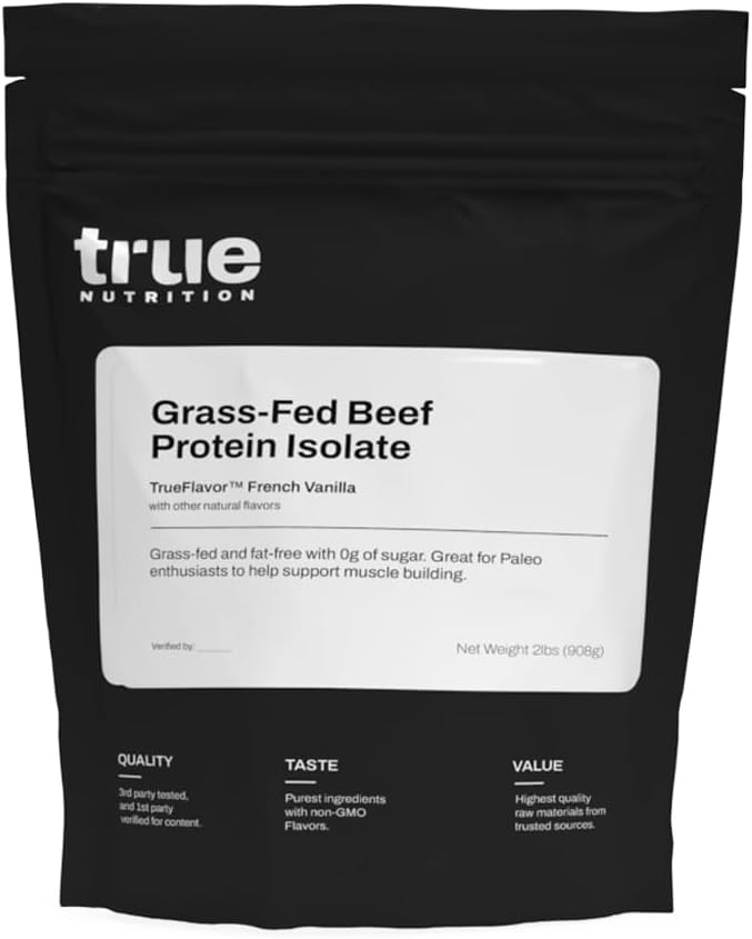 True Nutrition Grass Fed Beef Protein Isolate, French Vanilla, 2lb