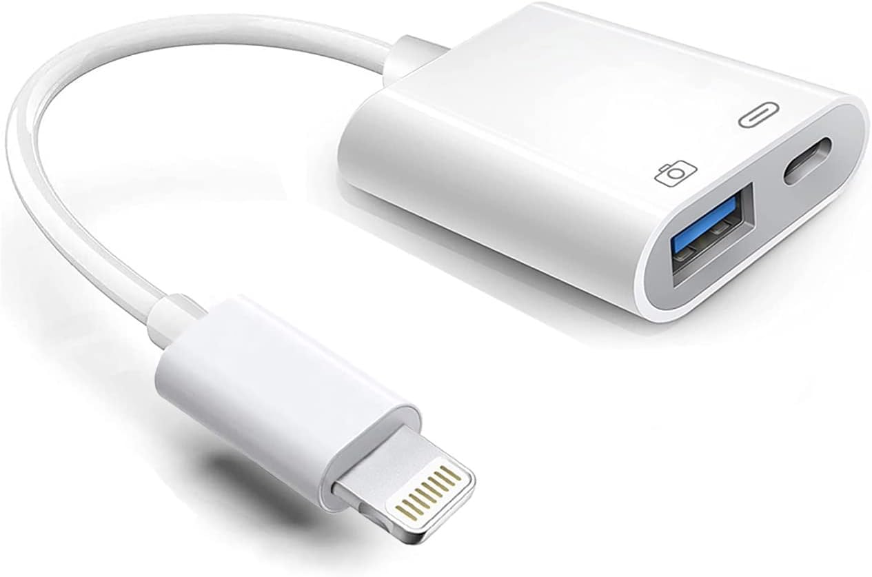 Lightning to USB Camera Adapter with Charging Port, Apple MFi Certified USB 3.0 OTG Dongle for iPhone 14 13 12 11 X XS XR 8, iPad to USB Flash Drive, Card Reader, Keyboard, Mouse, Piano