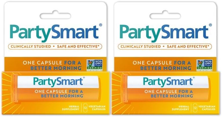 Himalaya PartySmart, One Capsule for a Better Morning, Plant-Based, Liver Support, Better Morning After Drinking, Clinically Studied, Non-GMO Project Verified, 12 Capsules, 2 Pack