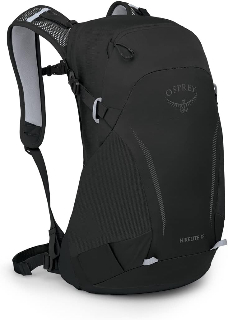 Osprey Hikelite 18L Lightweight Hiking Backpack - Durable Travel Daypack with Rain Cover for Men and Women, Black