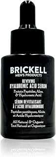 Brickell Men's Anti Aging Hyaluronic Acid Serum for Face, Day Face Serum for Men, Natural & Organic Facial Serum With Protein Peptides to Restore Collagen and Firmness, 1 Ounce, Unscented