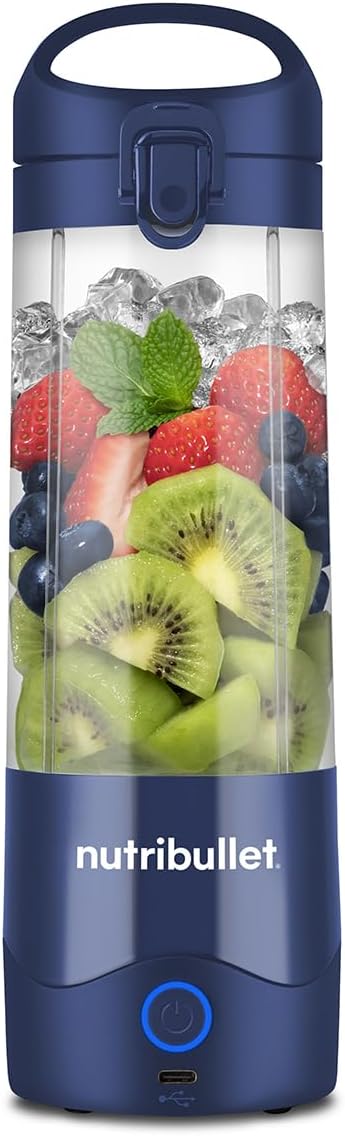 nutribullet Portable Blender in Navy - Powerful Extractor Blade, 475ml Cup, To-Go Lid, USB-C Charging Cable & User Guide - Delivers 15+ Blending Cycles - Healthy Shakes On The Move