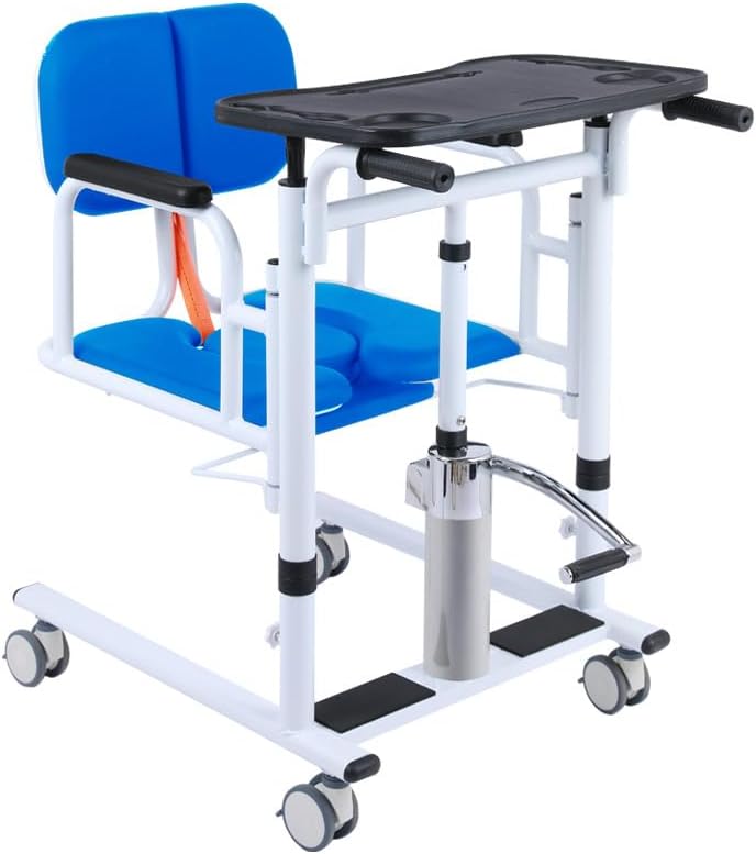 GERRIT Patient Lift for Home,Width and Height Adjustable Multifunctional Patient Lift ,Portable Transport Wheelchair with Backrest and Potty Easy to Assemble and Use, Capacity 400lbs-C