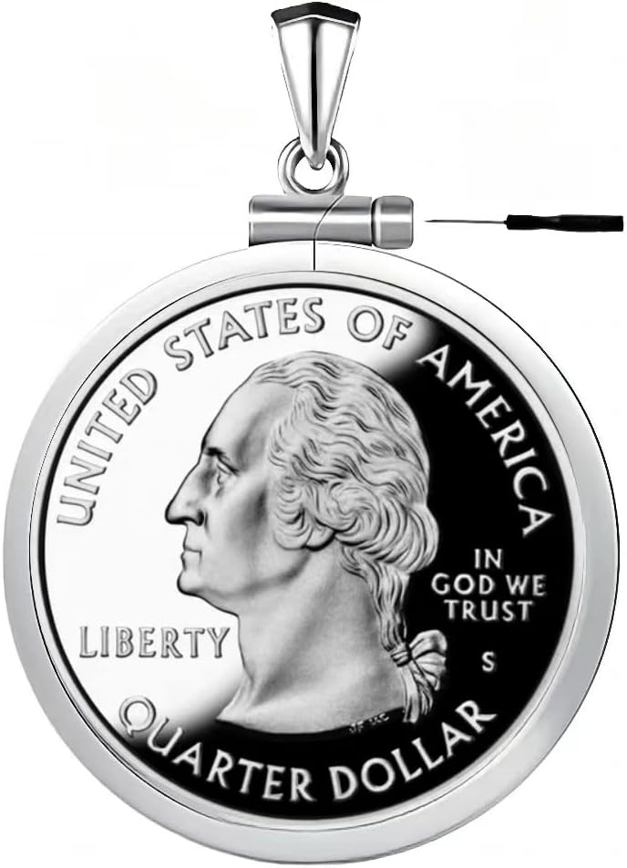 Geruibi Sterling Silver 25 Cent Border Screw Top Coin Border is suitable for 24.26mm diameter 1.75mm thickness, Coins Not Included