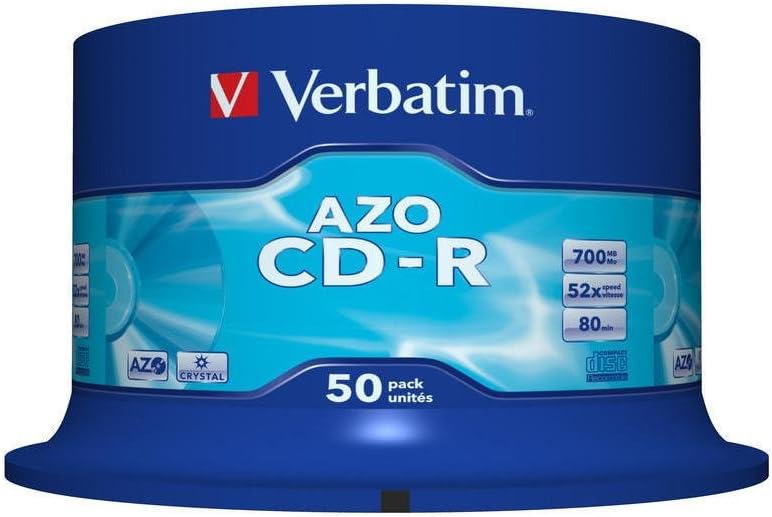 Verbatim 43343 700MB 52x CD-R AZO Crystal 50 Pack Spindle