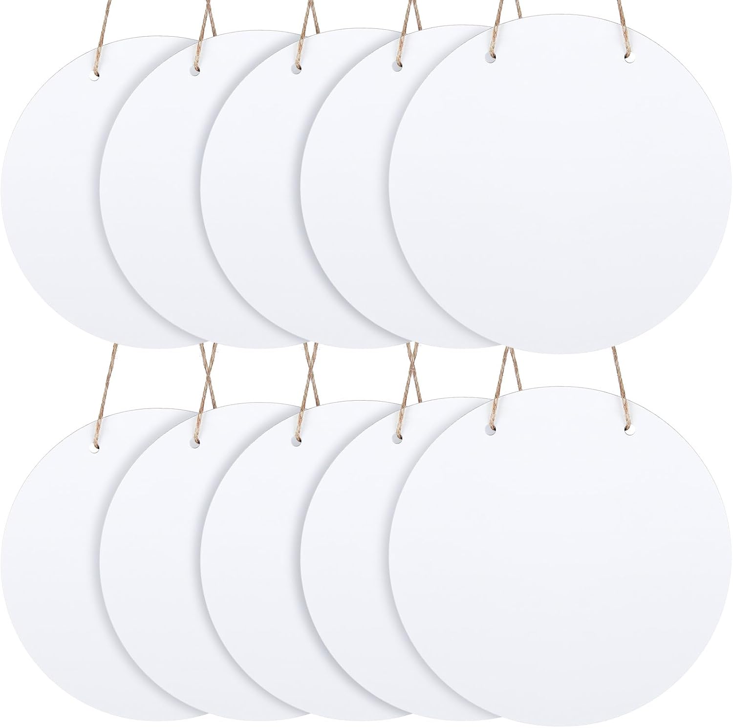 10 Pcs Round Sublimation Door Hanger Blanks Wall Hanging MDF Wood Blanks Unfinished Wooden Sign Circle Sublimation Sign with Rope for Heat Press Machine(12'' X 12'')