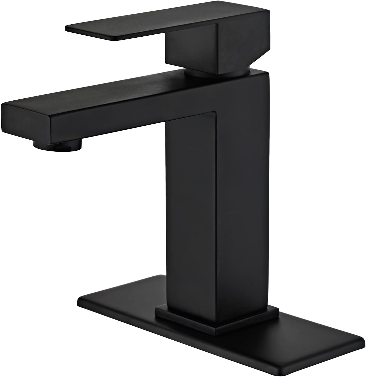 Modern Matte Black Bathroom Faucet Single Hole， Single Handle Bathroom Sink Faucet Stainless Steel Commercial Bathroom Faucet with Deck Plate 1 or 3 Hole Kohonby (Matte Black)