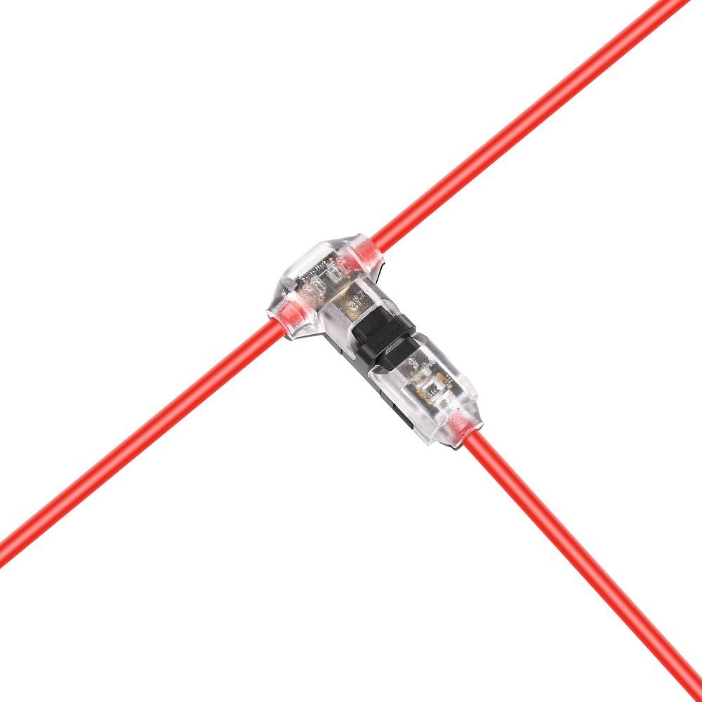 12pcs 1 Pin 1 Way Low Voltage Universal Compact Wire T Tap Connectors, No Wire-Stripping Required, Toolless Quick Splice for AWG 24-20